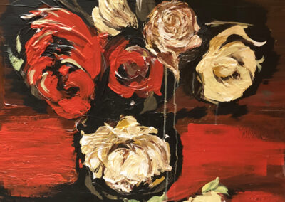 A painting of different roses