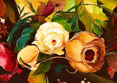 A painting of assorted flowers