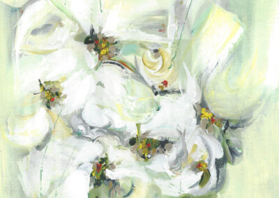 A painting of white flowers