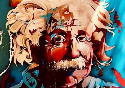 An abstract painting of Albert Einstein